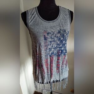 Almost Famous Blue and Red Graphic Tank Top